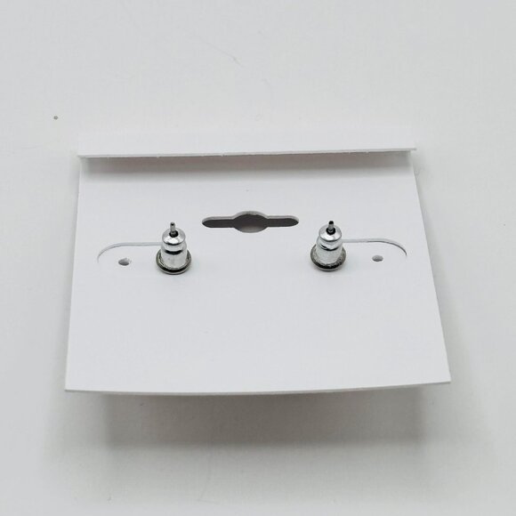 Lori’s Gifts Sensitive Ears Silver Tone Half Hoop Earrings Beaded Edge Hypoaller - Picture 4 of 4